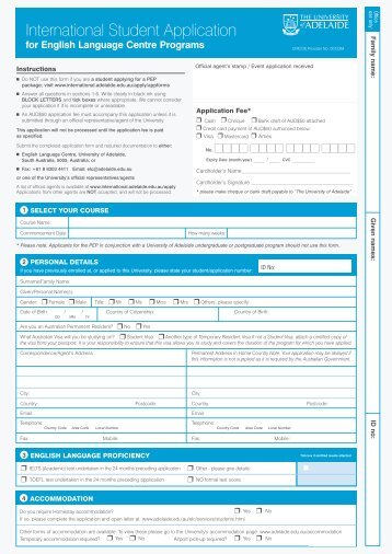 application form - University of Adelaide