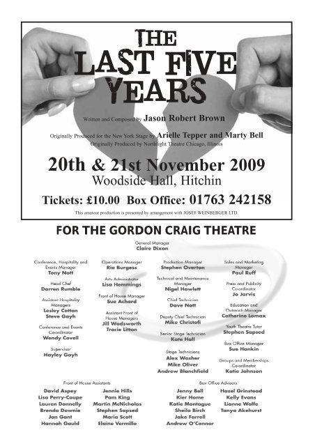 to see the programme - Hitchin Thespians