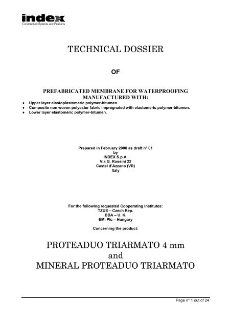 TECHNICAL DOSSIER PROTEADUO TRIARMATO 4 mm ... - Hitchins