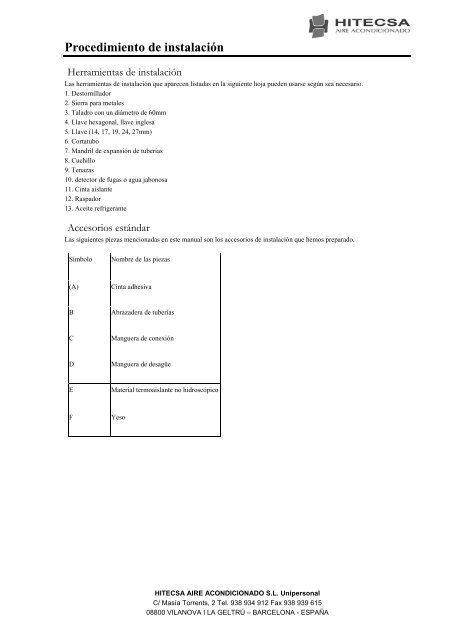 Procedimiento de instalaciÃ³n - Hitecsa