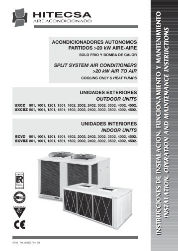 INSTRUCCIONES DE INSTALACION, FUNCIONAMIENTO ... - Hitecsa