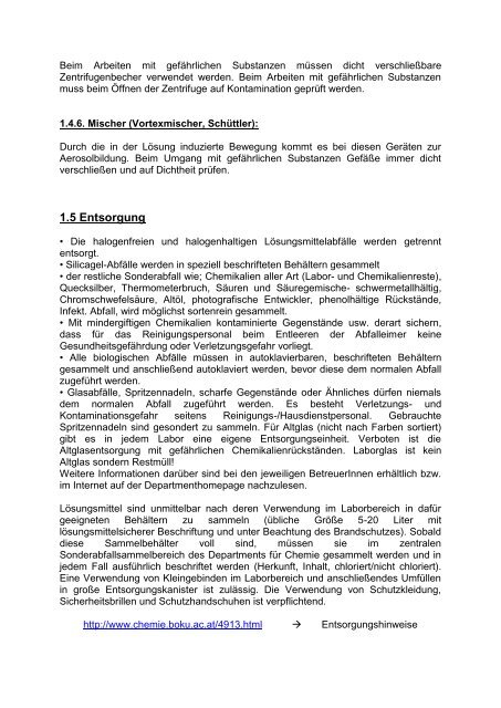 Laborordnung des Departments für Chemie - Department für Chemie