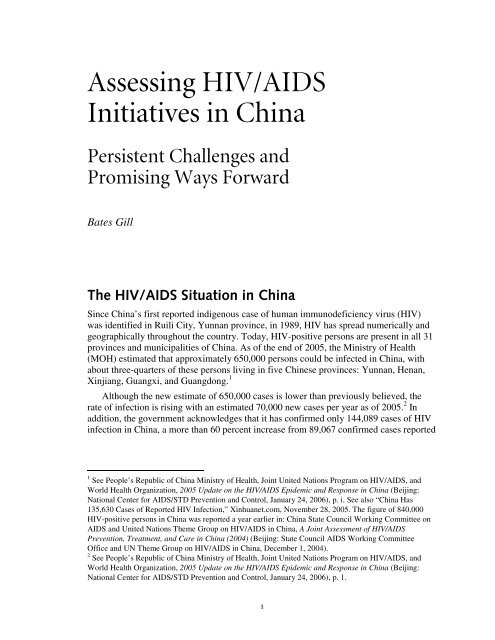 Assessing HIV/AIDS Initiatives in China - Center for Strategic and ...