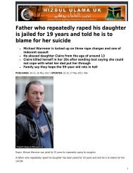 Father who repeatedly raped his daughter is ... - Hizbul Ulama UK