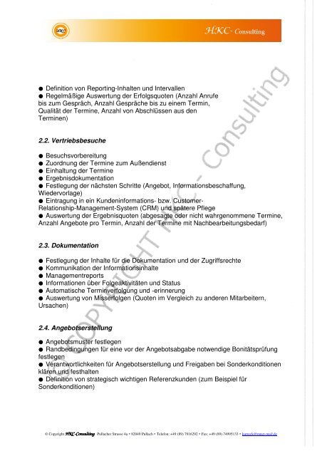 checkliste vertriebscontrolling - HKC-Consulting