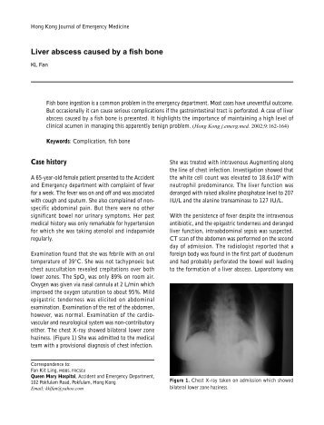 Liver abscess caused by a fish bone - Hong Kong College of ...