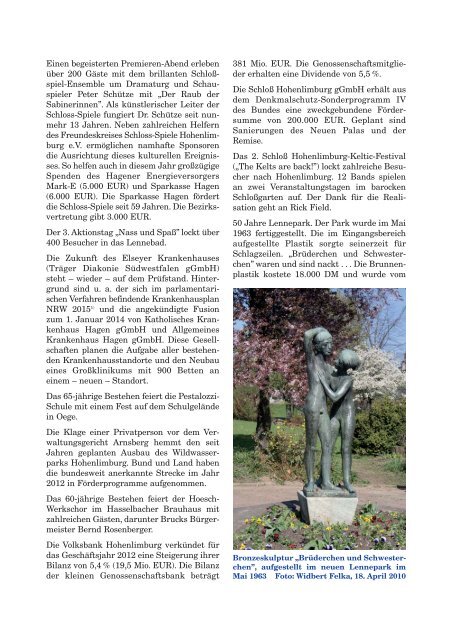 Stadtchronik 2013, Teil 1 - Heimatverein Hohenlimburg