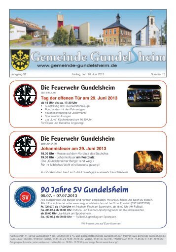 Mitteilungsblatt 13/2013 - Gemeinde Gundelsheim