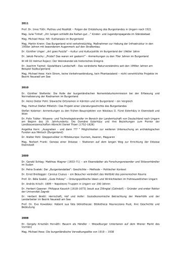Liste der Vorträge 1990-2011 - Burgenland.at