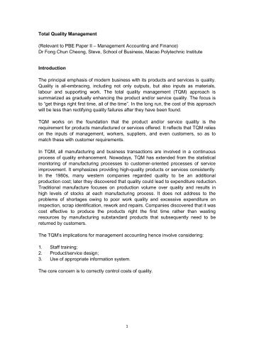 total quality management research papers - total quality management ...
