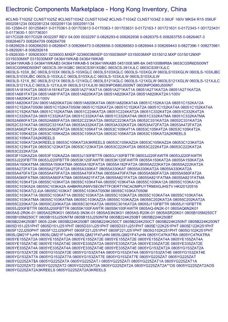 Part Search 0516 - #CLNS-T1025Z ... - HKinventory.com