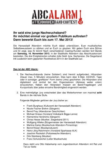 Die Infos zum ABC Alarm #2 2013 im Überblick - Attendorn