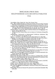 Bibliographie der Solothurner Geschichtsliteratur 1966