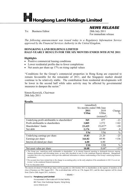 in PDF - Hongkong Land