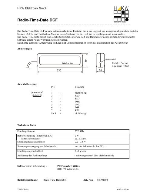 Radio-Time-Date DCF - HKW-Elektronik GmbH