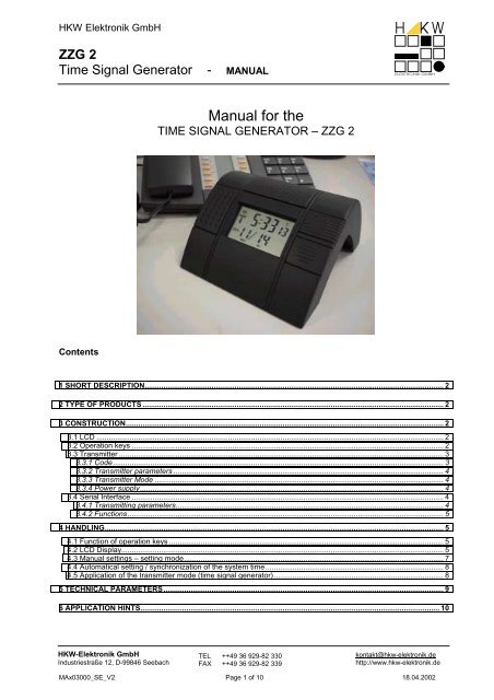 1 Short description - HKW-Elektronik GmbH