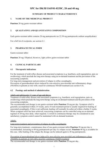 SPC for DK/H/1165/01-02/DC, 20 and 40 mg
