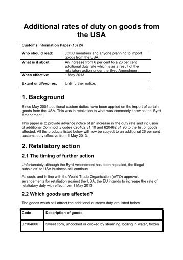 Custom Information Paper (13) 24 - HM Revenue & Customs