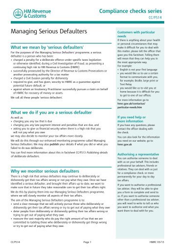 CC/FS14 - Managing Serious Defaulters - HM Revenue & Customs