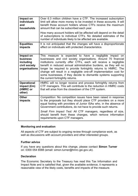 The Child Trust Fund (Amendment) - HM Revenue & Customs