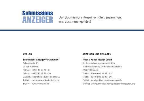 media-Daten 2014 - Submissions-Anzeiger Verlag GmbH