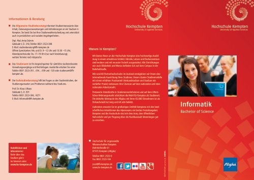 Informationsbroschüre Informatik (Bachelor) - Hochschule Kempten