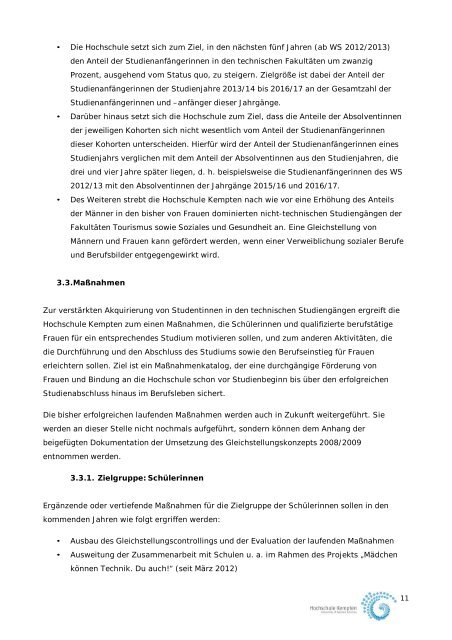 Gleichstellungskonzept 2013 - Hochschule Kempten