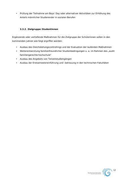 Gleichstellungskonzept 2013 - Hochschule Kempten