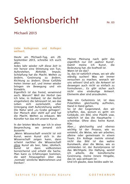 Sektionsbericht - Goetheanum