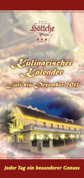 Kulinarischer Kalender - Hotel Restaurant Höttche