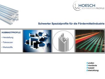 Dokumentation Hubmastprofile - Hoesch - Schwerter Profile