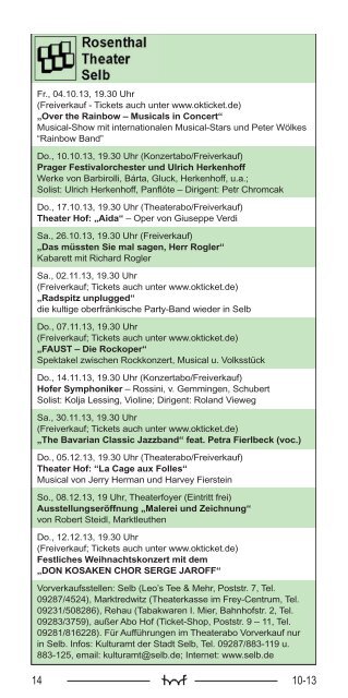 Oktober - Hof Programm