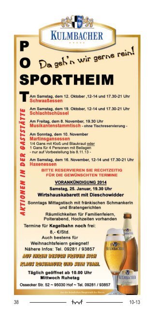 Oktober - Hof Programm