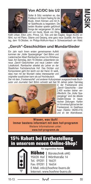 Oktober - Hof Programm