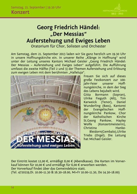 Gemeindebrief für September-November 2013 - Hoffnungskirche zu ...