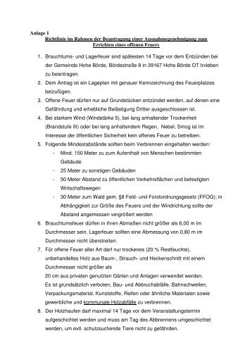 Merkblatt zum Antrag Oster-/ Brauchtumsfeuer - Gemeinde Hohe ...