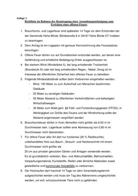 Merkblatt zum Antrag Oster-/ Brauchtumsfeuer - Gemeinde Hohe ...