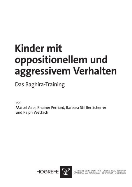 Kinder mit oppositionellem und aggressivem Verhalten - Hogrefe