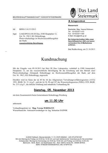 amt der steiermärkischen landesregierung - Gemeinde Hohenbrugg ...