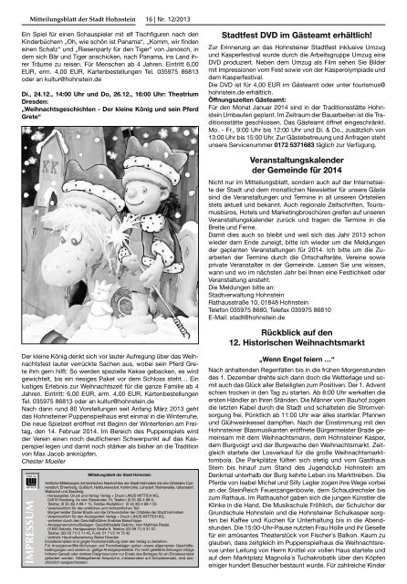 Ausgabe Dezember 2013 - Hohnstein