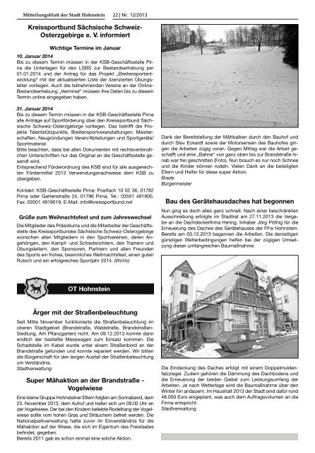 Ausgabe Dezember 2013 - Hohnstein