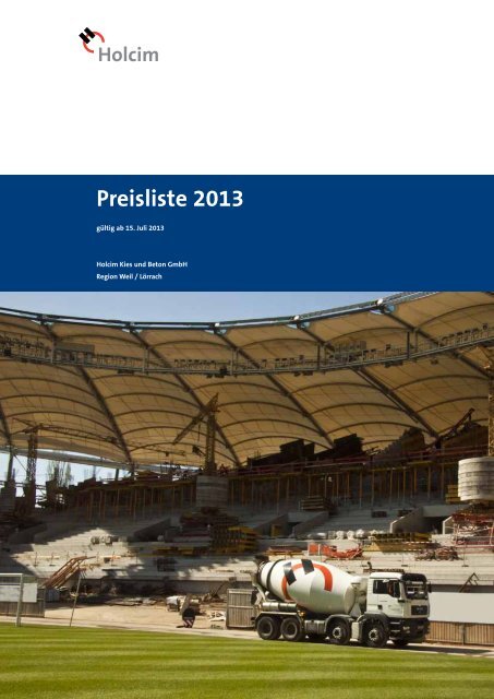 Preisliste 2013 - Holcim Süddeutschland