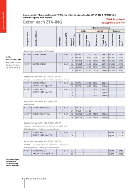 Preisliste 2013 - Holcim Süddeutschland