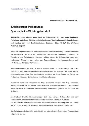 1.Hainburger Palliativtag: Quo vadis? – Wohin gehst du?