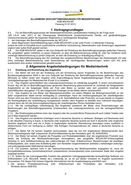AGB-NÖLKH-MT Fassung 2013-07-01 - NÖ Landeskliniken-Holding