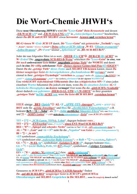 Die Wort-Chemie JHWH's - Holofeeling
