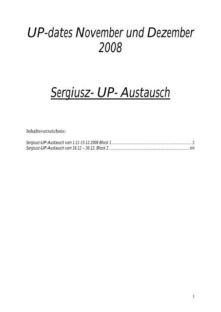 UP-dates November und Dezember 2008 - Holofeeling