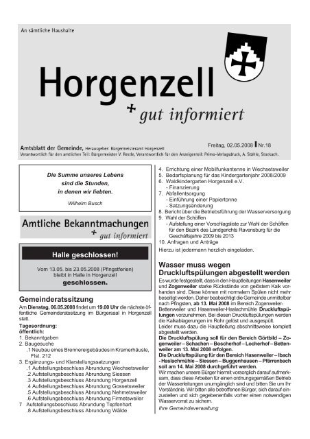 Ausgabe vom 02.05.2008 - Horgenzell