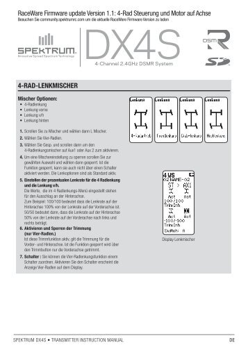 RaceWare Firmware update Version 1.1: 4-Rad Steuerung und ...