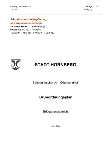 Anlage 6.2 Grünordnungsplan Erläuterungen - Hornberg